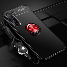 Coque Ultra Fine Silicone Souple Housse Etui avec Support Bague Anneau Aimante Magnetique A01 pour Oppo F15 Rouge et Noir