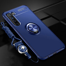 Coque Ultra Fine Silicone Souple Housse Etui avec Support Bague Anneau Aimante Magnetique A01 pour Oppo Find X2 Lite Bleu