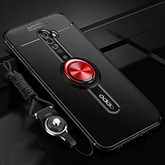 Coque Ultra Fine Silicone Souple Housse Etui avec Support Bague Anneau Aimante Magnetique A01 pour Oppo Reno2 Rouge et Noir