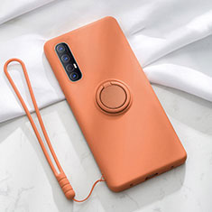 Coque Ultra Fine Silicone Souple Housse Etui avec Support Bague Anneau Aimante Magnetique A01 pour Oppo Reno3 Pro Orange