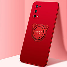 Coque Ultra Fine Silicone Souple Housse Etui avec Support Bague Anneau Aimante Magnetique A01 pour Realme Q2 Pro 5G Rouge