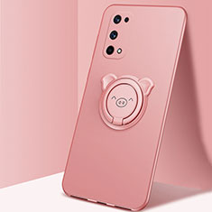 Coque Ultra Fine Silicone Souple Housse Etui avec Support Bague Anneau Aimante Magnetique A01 pour Realme V15 5G Or Rose