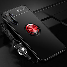 Coque Ultra Fine Silicone Souple Housse Etui avec Support Bague Anneau Aimante Magnetique A01 pour Realme X50 Pro 5G Rouge et Noir