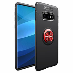 Coque Ultra Fine Silicone Souple Housse Etui avec Support Bague Anneau Aimante Magnetique A01 pour Samsung Galaxy S10 Rouge et Noir