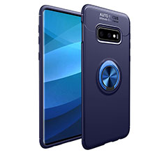 Coque Ultra Fine Silicone Souple Housse Etui avec Support Bague Anneau Aimante Magnetique A01 pour Samsung Galaxy S10e Bleu