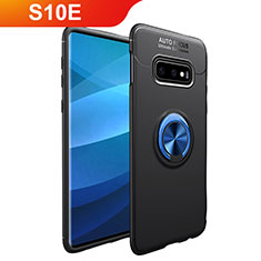 Coque Ultra Fine Silicone Souple Housse Etui avec Support Bague Anneau Aimante Magnetique A01 pour Samsung Galaxy S10e Bleu et Noir