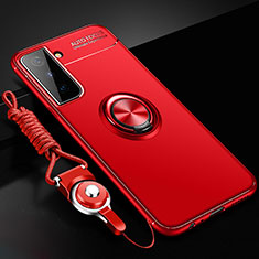 Coque Ultra Fine Silicone Souple Housse Etui avec Support Bague Anneau Aimante Magnetique A01 pour Samsung Galaxy S24 5G Rouge