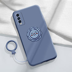 Coque Ultra Fine Silicone Souple Housse Etui avec Support Bague Anneau Aimante Magnetique A01 pour Vivo Y12s Gris Lavende