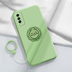 Coque Ultra Fine Silicone Souple Housse Etui avec Support Bague Anneau Aimante Magnetique A01 pour Vivo Y30 Pastel Vert