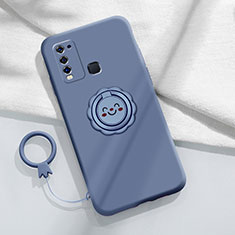 Coque Ultra Fine Silicone Souple Housse Etui avec Support Bague Anneau Aimante Magnetique A01 pour Vivo Y50 Gris