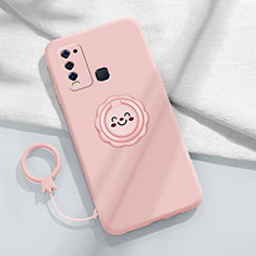 Coque Ultra Fine Silicone Souple Housse Etui avec Support Bague Anneau Aimante Magnetique A01 pour Vivo Y50 Rose