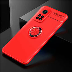 Coque Ultra Fine Silicone Souple Housse Etui avec Support Bague Anneau Aimante Magnetique A01 pour Xiaomi Mi 10T 5G Rouge