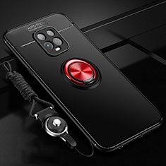 Coque Ultra Fine Silicone Souple Housse Etui avec Support Bague Anneau Aimante Magnetique A01 pour Xiaomi Redmi 10X Pro 5G Rouge et Noir