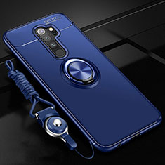 Coque Ultra Fine Silicone Souple Housse Etui avec Support Bague Anneau Aimante Magnetique A01 pour Xiaomi Redmi Note 8 Pro Bleu