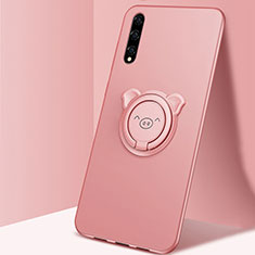 Coque Ultra Fine Silicone Souple Housse Etui avec Support Bague Anneau Aimante Magnetique A02 pour Huawei Enjoy 10S Or Rose