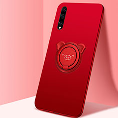 Coque Ultra Fine Silicone Souple Housse Etui avec Support Bague Anneau Aimante Magnetique A02 pour Huawei Enjoy 10S Rouge