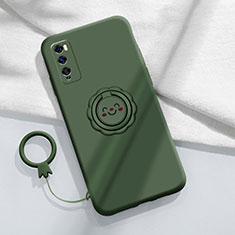 Coque Ultra Fine Silicone Souple Housse Etui avec Support Bague Anneau Aimante Magnetique A02 pour Huawei Enjoy Z 5G Vert