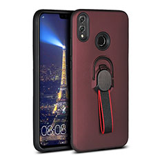 Coque Ultra Fine Silicone Souple Housse Etui avec Support Bague Anneau Aimante Magnetique A02 pour Huawei Honor V10 Lite Vin Rouge