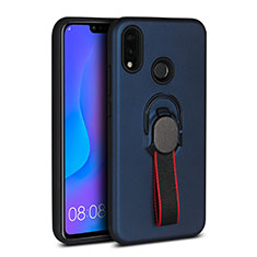 Coque Ultra Fine Silicone Souple Housse Etui avec Support Bague Anneau Aimante Magnetique A02 pour Huawei Nova 3e Bleu