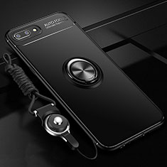 Coque Ultra Fine Silicone Souple Housse Etui avec Support Bague Anneau Aimante Magnetique A02 pour Oppo A5 Noir