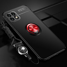 Coque Ultra Fine Silicone Souple Housse Etui avec Support Bague Anneau Aimante Magnetique A02 pour Oppo A53 5G Rouge et Noir