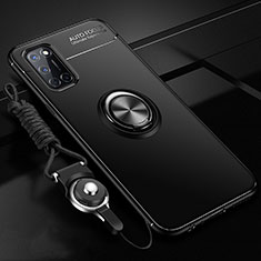 Coque Ultra Fine Silicone Souple Housse Etui avec Support Bague Anneau Aimante Magnetique A02 pour Oppo A92 Noir