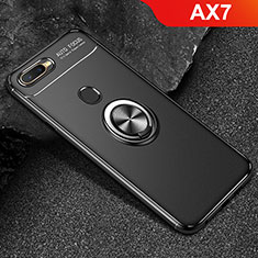 Coque Ultra Fine Silicone Souple Housse Etui avec Support Bague Anneau Aimante Magnetique A02 pour Oppo AX7 Noir