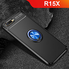 Coque Ultra Fine Silicone Souple Housse Etui avec Support Bague Anneau Aimante Magnetique A02 pour Oppo R15X Bleu et Noir