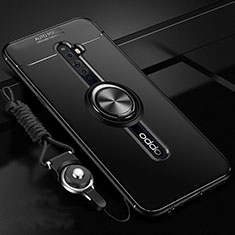 Coque Ultra Fine Silicone Souple Housse Etui avec Support Bague Anneau Aimante Magnetique A02 pour Oppo Reno2 Z Noir