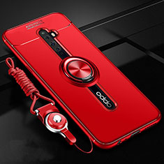 Coque Ultra Fine Silicone Souple Housse Etui avec Support Bague Anneau Aimante Magnetique A02 pour Oppo Reno2 Z Rouge