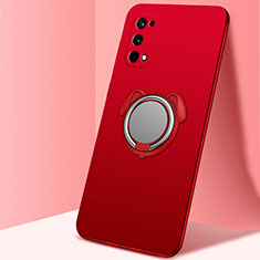 Coque Ultra Fine Silicone Souple Housse Etui avec Support Bague Anneau Aimante Magnetique A02 pour Realme V15 5G Rouge