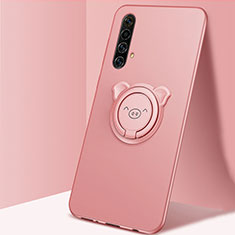 Coque Ultra Fine Silicone Souple Housse Etui avec Support Bague Anneau Aimante Magnetique A02 pour Realme X50t 5G Or Rose