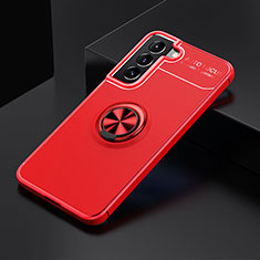 Coque Ultra Fine Silicone Souple Housse Etui avec Support Bague Anneau Aimante Magnetique A02 pour Samsung Galaxy S21 Plus 5G Rouge