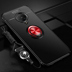 Coque Ultra Fine Silicone Souple Housse Etui avec Support Bague Anneau Aimante Magnetique A02 pour Vivo Nex 3 5G Rouge et Noir