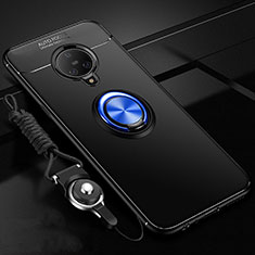 Coque Ultra Fine Silicone Souple Housse Etui avec Support Bague Anneau Aimante Magnetique A02 pour Vivo Nex 3S Bleu et Noir