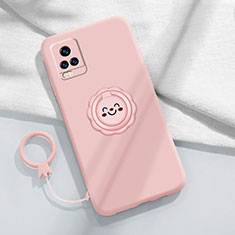 Coque Ultra Fine Silicone Souple Housse Etui avec Support Bague Anneau Aimante Magnetique A02 pour Vivo V20 Pro 5G Rose