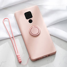 Coque Ultra Fine Silicone Souple Housse Etui avec Support Bague Anneau Aimante Magnetique A03 pour Huawei Nova 5z Rose