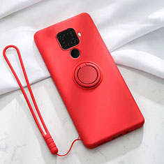 Coque Ultra Fine Silicone Souple Housse Etui avec Support Bague Anneau Aimante Magnetique A03 pour Huawei Nova 5z Rouge