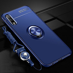 Coque Ultra Fine Silicone Souple Housse Etui avec Support Bague Anneau Aimante Magnetique A03 pour Huawei P Smart Z (2019) Bleu