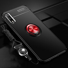 Coque Ultra Fine Silicone Souple Housse Etui avec Support Bague Anneau Aimante Magnetique A03 pour Huawei P Smart Z (2019) Rouge et Noir