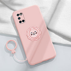 Coque Ultra Fine Silicone Souple Housse Etui avec Support Bague Anneau Aimante Magnetique A03 pour Oppo A72 Rose