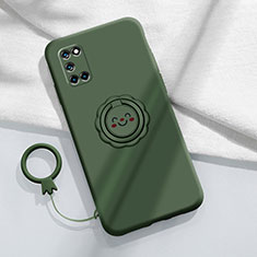 Coque Ultra Fine Silicone Souple Housse Etui avec Support Bague Anneau Aimante Magnetique A03 pour Oppo A72 Vert