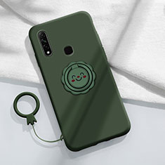 Coque Ultra Fine Silicone Souple Housse Etui avec Support Bague Anneau Aimante Magnetique A03 pour Oppo A8 Vert