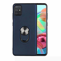 Coque Ultra Fine Silicone Souple Housse Etui avec Support Bague Anneau Aimante Magnetique A03 pour Samsung Galaxy A71 5G Bleu