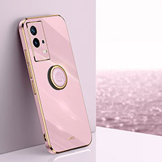 Coque Ultra Fine Silicone Souple Housse Etui avec Support Bague Anneau Aimante Magnetique A03 pour Vivo iQOO 8 Pro 5G Rose