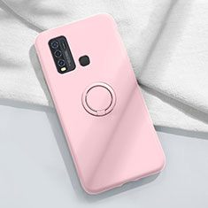 Coque Ultra Fine Silicone Souple Housse Etui avec Support Bague Anneau Aimante Magnetique A03 pour Vivo Y50 Rose