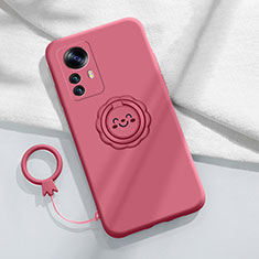 Coque Ultra Fine Silicone Souple Housse Etui avec Support Bague Anneau Aimante Magnetique A03 pour Xiaomi Mi 12 5G Rouge