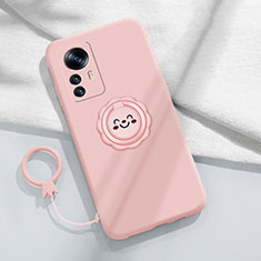 Coque Ultra Fine Silicone Souple Housse Etui avec Support Bague Anneau Aimante Magnetique A03 pour Xiaomi Mi 12 Pro 5G Rose