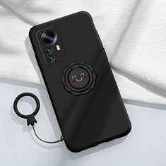 Coque Ultra Fine Silicone Souple Housse Etui avec Support Bague Anneau Aimante Magnetique A03 pour Xiaomi Mi 12S 5G Noir