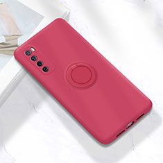 Coque Ultra Fine Silicone Souple Housse Etui avec Support Bague Anneau Aimante Magnetique A04 pour Huawei Nova 7 5G Rouge